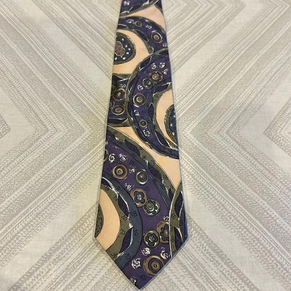 MBP Men’s Paisley & Floral Purple, Tan and Olive Silk Tie